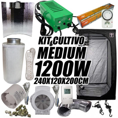 KIT CULTIVO INTERIOR MEDIUM 1200W ARMARIO 240x120x200		